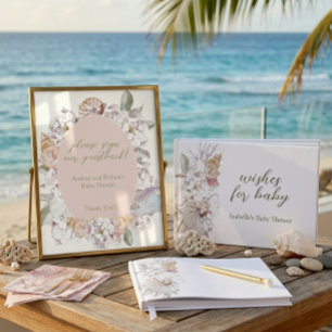 Coastal Watercolor Shells Sign Our Guestbook