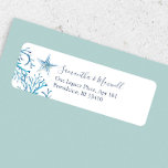 Coastal Watercolor Under the Sea Address Labels<br><div class="desc">This coastal watercolor return address label features a replica of my original hand painted coral and starfish in shades of blue on a crisp white background. Your names and return address details are set in a modern hand lettered script and sans serif font. Personalise with your name and street address...</div>