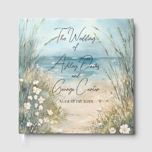 Coastal Watercolor Wedding Design Guest Book