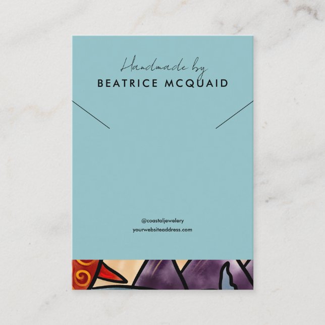 Coastal Watercolor Whale | Necklace Display Card  (Front)