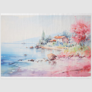 Coastal Watercolors Tissue Paper or Textiles