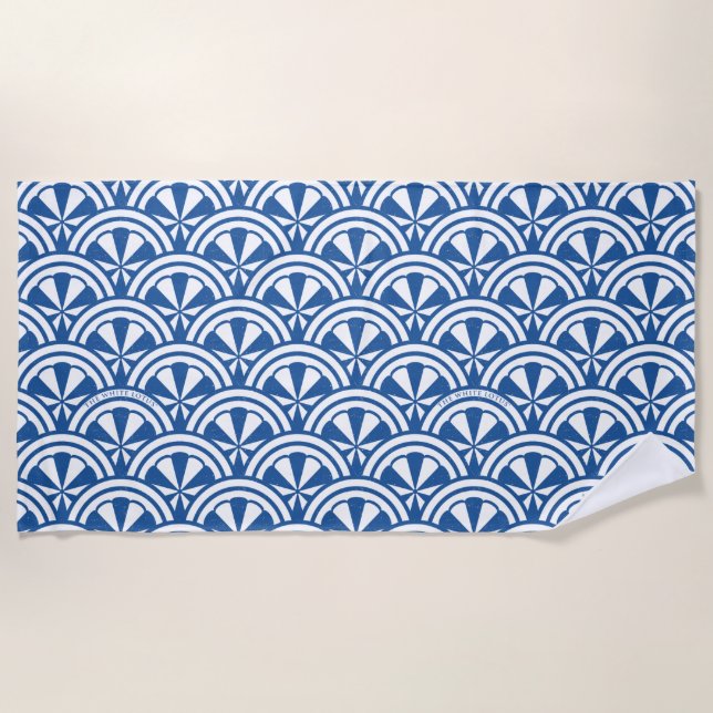 Coastal Waves Pattern - The White Lotus Beach Towel (Front)
