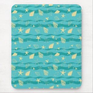 Coastal Waves & Seashell Pattern Mouse Mat