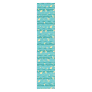 Coastal Waves & Seashell Pattern Short Table Runner