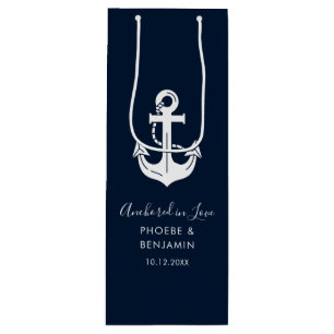 Coastal Wedding Champagne Personalised Name Wine Gift Bag
