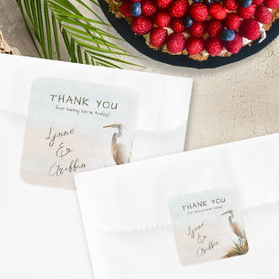 Coastal Wedding Egret Thank You Square Sticker