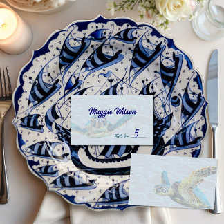 Coastal Wedding Place Cards Sea Turtle