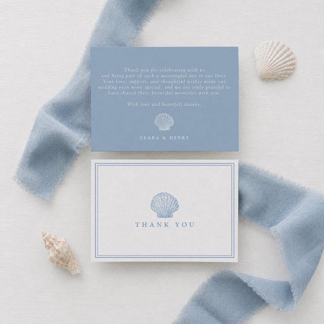 Coastal Wedding Seashell Flat Thank You Card (Creator Uploaded)
