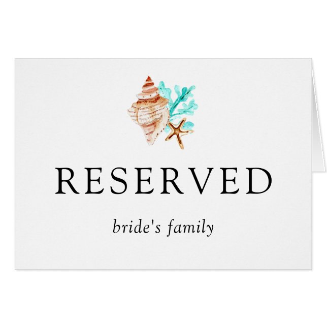 Coastal Wedding Seashells Reserved Bride's Family (Front Horizontal)