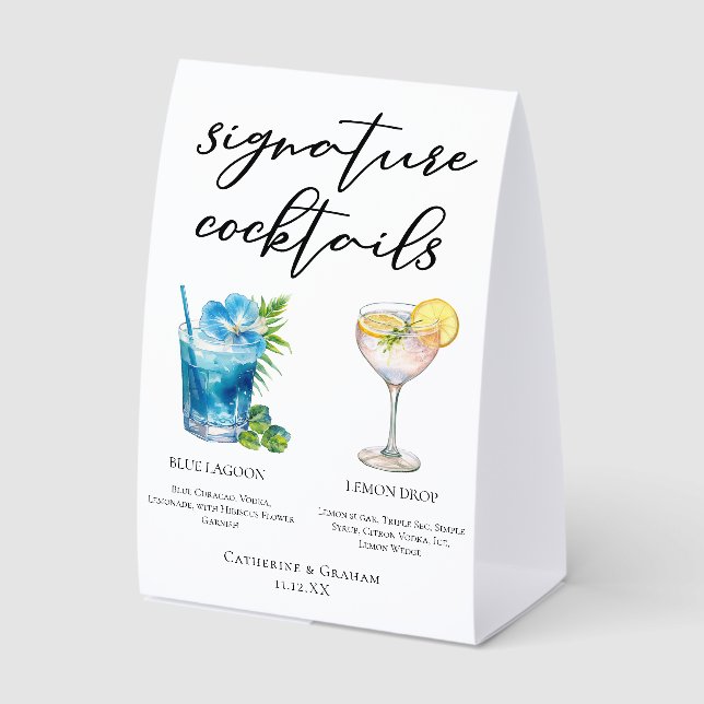 Coastal Wedding Signature Cocktails Menu (Front)