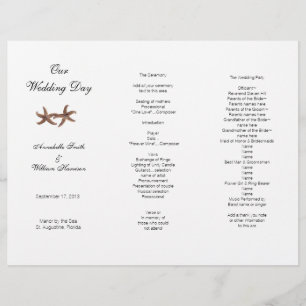 Coastal Wedding Tri-Fold Starfish Couple Program