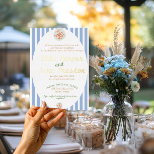 Coastal Wedding with Blue Stripes