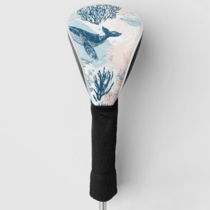 Coastal Whale Sea Life Coral Blue Peach (1) Golf Head Cover