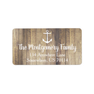 Coastal White Anchor & Wood Planks Label