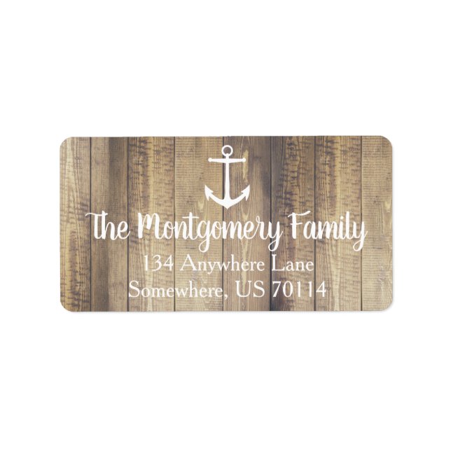 Coastal White Anchor & Wood Planks Label (Front)