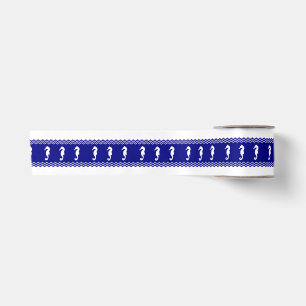 Coastal White Blue Ocean Seahorses Satin Ribbon