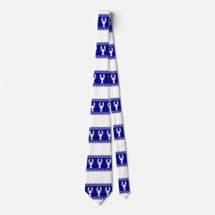 Coastal White Blue Stripe Lobster Pattern Tie