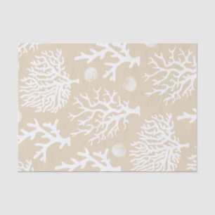 Coastal White Corals & Seashells Tissue Paper