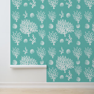 Coastal White Sea Coral & Seashells Wallpaper