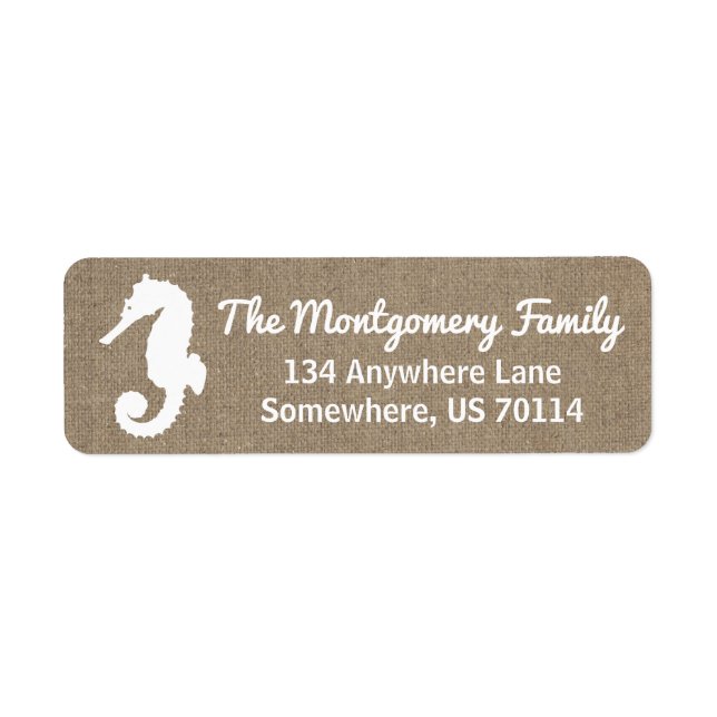 Coastal White Seahorse & Faux Burlap (Front)