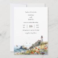  Coastal Wildflower Lighthouse View Beach Wedding 