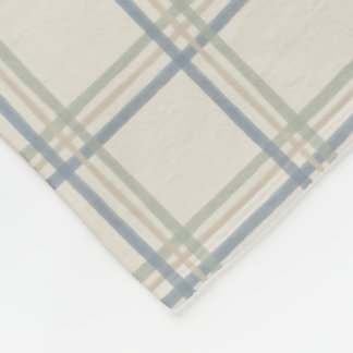 Coastal Windowpane Plaid Pattern in Soft Blue Sage Fleece Blanket