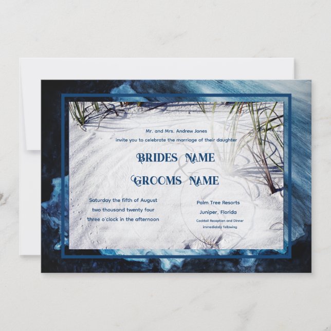 Coastal Windswept Beach Ocean Wedding Invitation (Front)