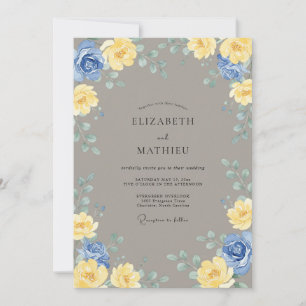 Coastal Yellow Azure Eucalyptus Wedding Invitation