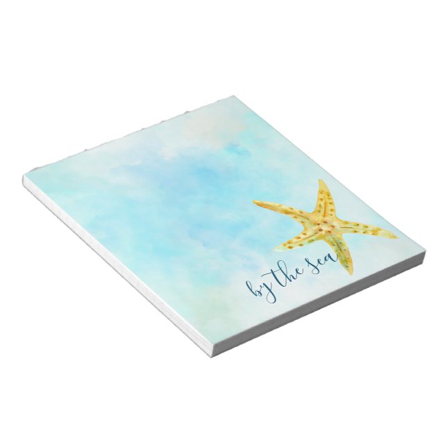 Coastal Yellow Starfish Aqua Watercolor            Notepad (Angled)