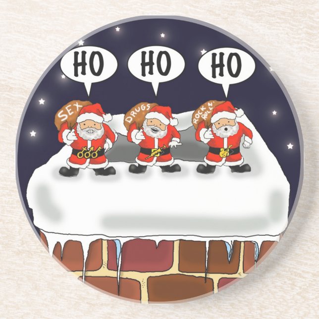 Coaster "Attack of The Mini-Santas" - by Kev Moore (Front)