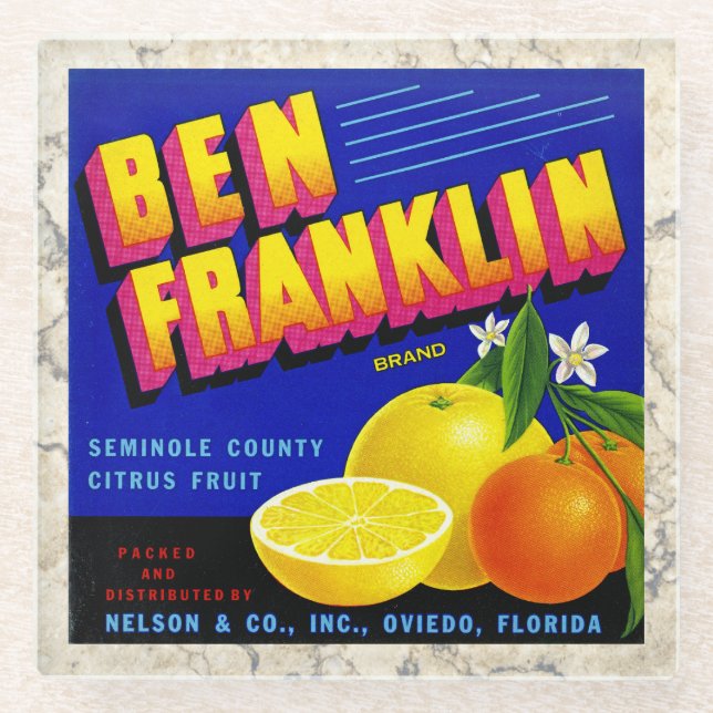COASTER - Ben Franklin Citrus -Produce Crate Label (Front)