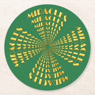 Coaster- MIRACLES Written In a Gold Star Design Round Paper Coaster