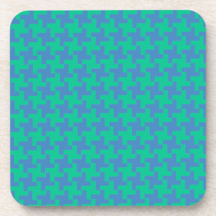 Coaster or Table Mat, Emerald and Blue Dogtooth
