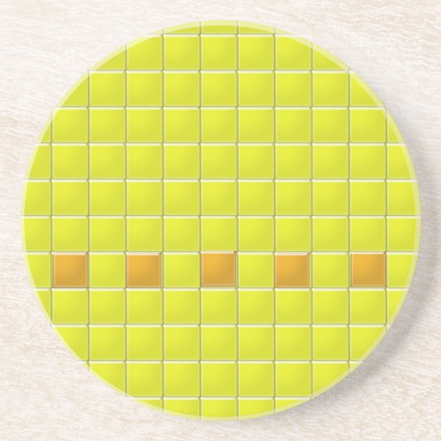 Coaster - Orange Mosaic Squares on Yellow Field (Front)