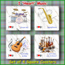 COASTER SET (4) - I Heart Music - Square