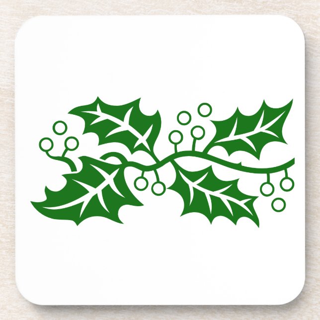 Coaster Set - Holly Leaves and Berries (Front)
