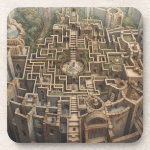 Coaster (set of 6) – LABYRINTH (sepia)
