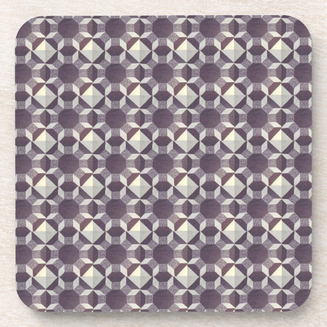Coaster Set - Purple Quilt Block (Front)