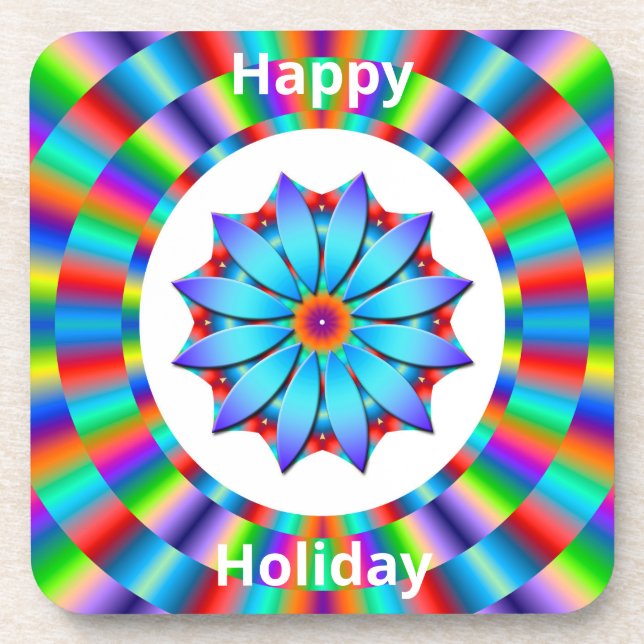 Coaster Set With Festive Colourful Circular Design (Front)