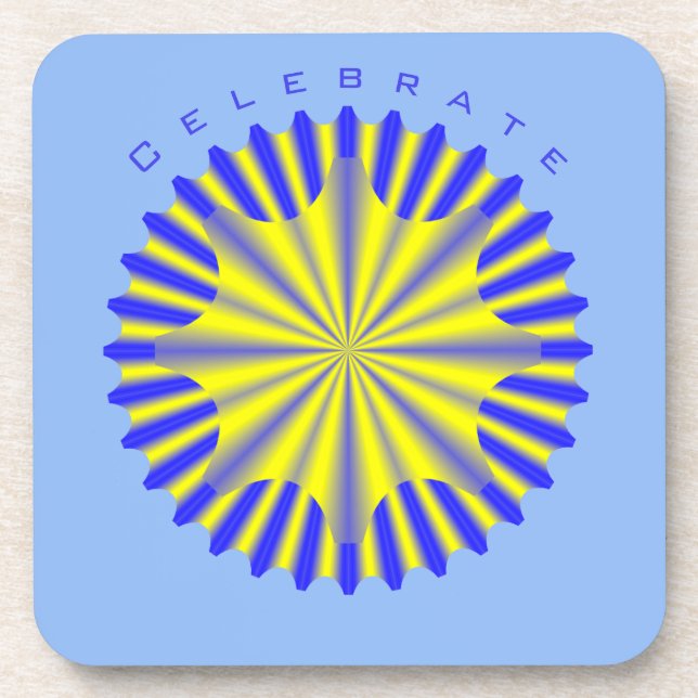 Coaster Set With Geometric Gold Star Design (Front)