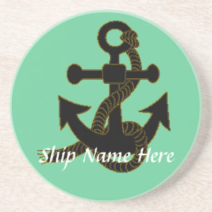 Coaster - Ship's anchor with name
