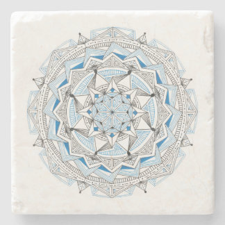 COASTER Stone Marble w/ Mandala Design Blue/Black