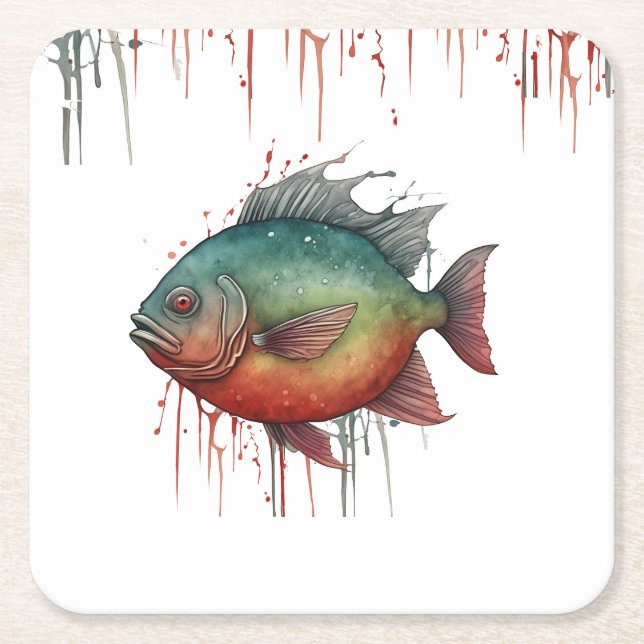 Coaster - Watercolor Series: Piranha (Front)