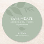 Coaster Wedding Save The Date Green<br><div class="desc">Announce your engagement in style with this classy and modern coaster wedding save the date. This unique format doubles as a keepsake for your guests while setting the tone for your big day. Featuring simple minimalist leaves in sage green, this design showcases your save the dates in elegant white typography...</div>