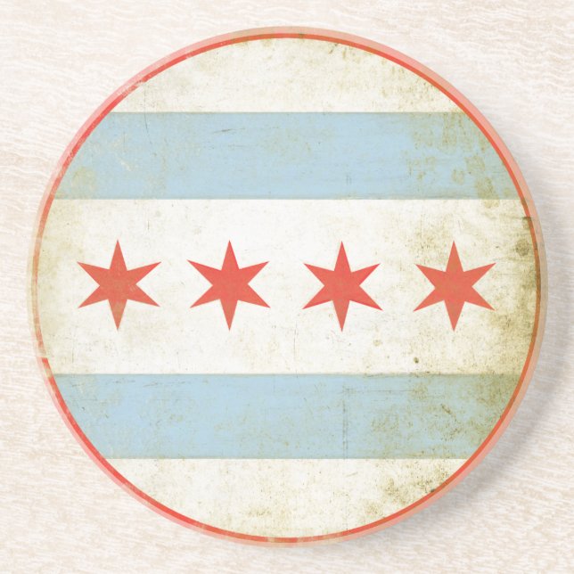 Coaster with Distressed Flag from Chicago (Front)