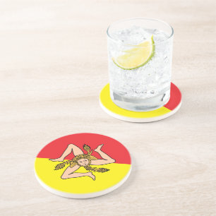 Coaster with Flag of Sicily, Italy