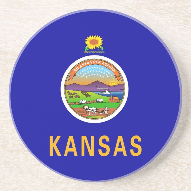 Coaster with Flag of the Kansas, USA (Front)