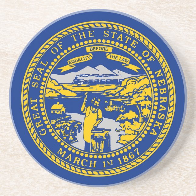 Coaster with Flag of the Nebraska, USA (Front)
