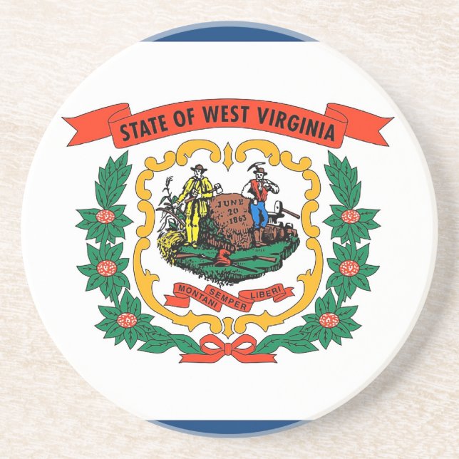 Coaster with Flag of West Virginia, USA (Front)