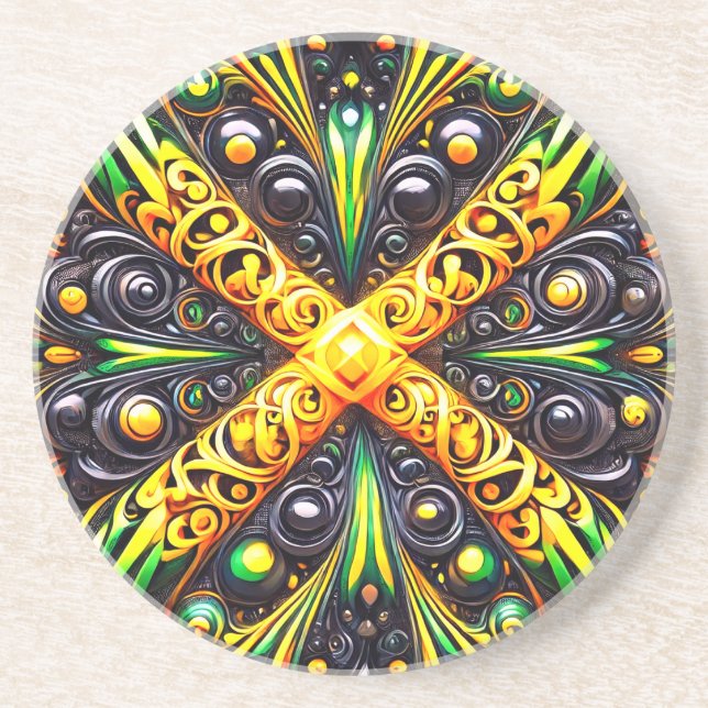 Coaster with Jamaican Colours Design (Front)